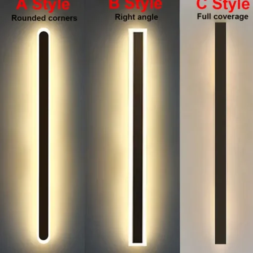 Modern Plug Wall Lamp 11.8-47in Frosted Black LED Acrylic Outdoor Wall Lamp 59 Inch Plug Cable with Opening Acrylic Indoor Wall Lamp Suitable for Bedroom Living Room Bathroom Makeup Corridor