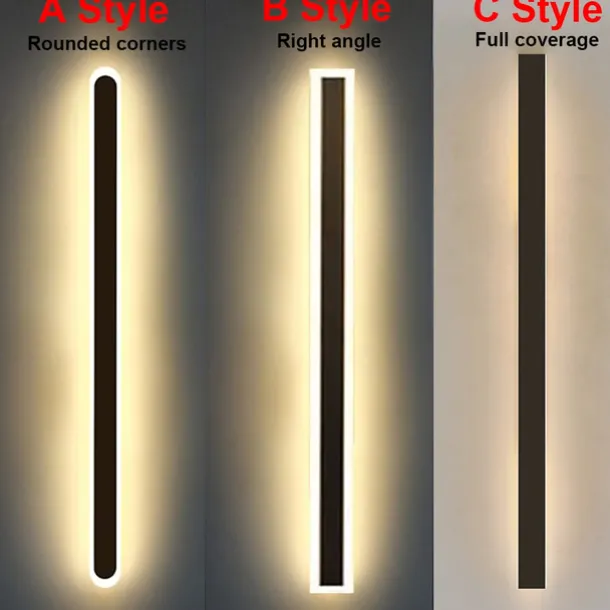 Modern Plug Wall Lamp 11.8-47in Frosted Black LED Acrylic Outdoor Wall Lamp 59 Inch Plug Cable with Opening Acrylic Indoor Wall Lamp Suitable for Bedroom Living Room Bathroom Makeup Corridor