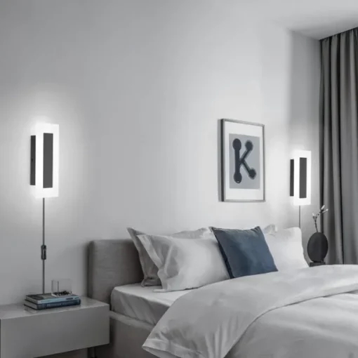 Modern Plug Wall Lamp 11.8-47in Frosted Black LED Acrylic Outdoor Wall Lamp 59 Inch Plug Cable with Opening Acrylic Indoor Wall Lamp Suitable for Bedroom Living Room Bathroom Makeup Corridor