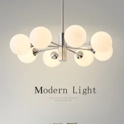 Modern Sputnik Chandelier Globe Design, 3/5/8-Light Semi Flush Mount Ceiling Lights Fixture Chrome for Bedroom, Dining Room, Living Room, Kitchen, E27 Base, Bulbs Not Included