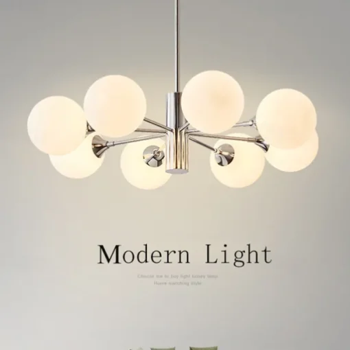 Modern Sputnik Chandelier Globe Design, 3/5/8-Light Semi Flush Mount Ceiling Lights Fixture Chrome for Bedroom, Dining Room, Living Room, Kitchen, E27 Base, Bulbs Not Included