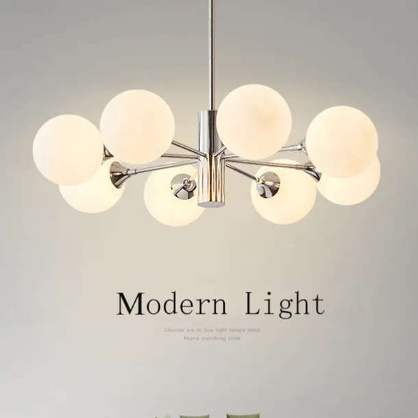 Modern Sputnik Chandelier Globe Design, 3/5/8-Light Semi Flush Mount Ceiling Lights Fixture Chrome for Bedroom, Dining Room, Living Room, Kitchen, E27 Base, Bulbs Not Included