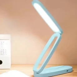 Modern Style LED Table Lamp, Foldable Reading Light with Touch Control, USB Desk Lamp with 3-Level Dimmable Brightness, Rechargeable Lithium Battery, Polished Plastic Finish - Portable Wireless