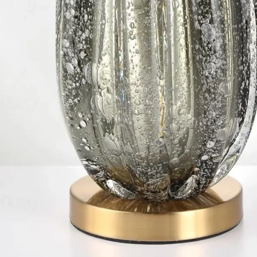 Modern Table Lamps Home Decor Bedroom Bedside Table Lamp Stained Dark Green Glass Support Round Fabric Lampshade Desk Lamp Light Fixtures Night Light for Bedroom