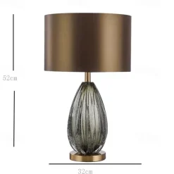 Modern Table Lamps Home Decor Bedroom Bedside Table Lamp Stained Dark Green Glass Support Round Fabric Lampshade Desk Lamp Light Fixtures Night Light for Bedroom