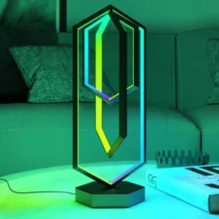 Modern Table Lamps RGB Dimmable Polygon LED Mood Table Lamp with Remote Control and Control App for Bedroom Living Room Office Nightstand Bookshelf