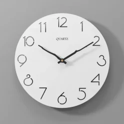 Modern Wall Clock,Creative Decorative Nordic Log Style Wall Clock Arabic Numerals Wall Clock Modern White Wood Simple Round Wall Clock 30cm