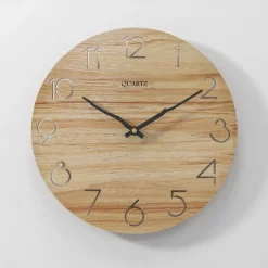 Modern Wall Clock,Creative Decorative Nordic Log Style Wall Clock Arabic Numerals Wall Clock Modern White Wood Simple Round Wall Clock 30cm