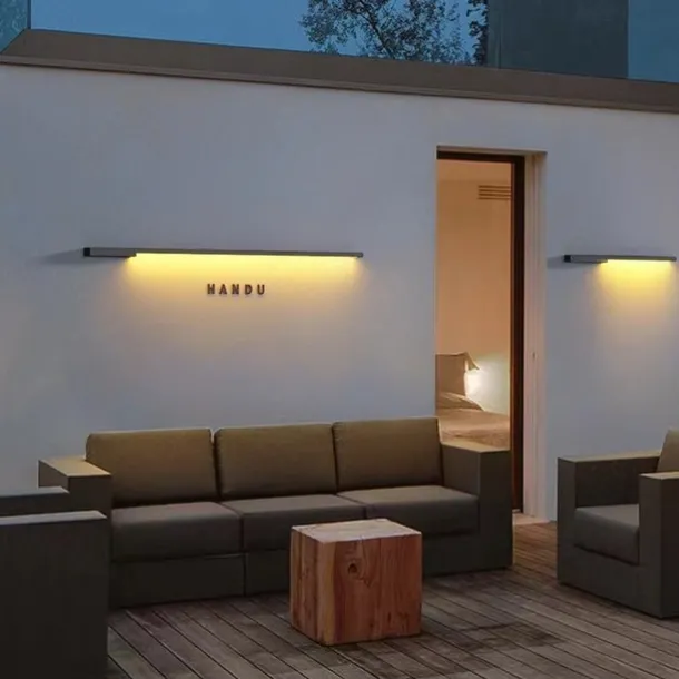 Modern Waterproof Outdoor Wall Light Villa Garden Balcony LED Strip Lamp 1-Light Courtyard Fixture 110-240V 20W Sconce Lighting