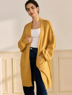 Mohair Bishop Sleeve Casual Daily Knit Cardigan