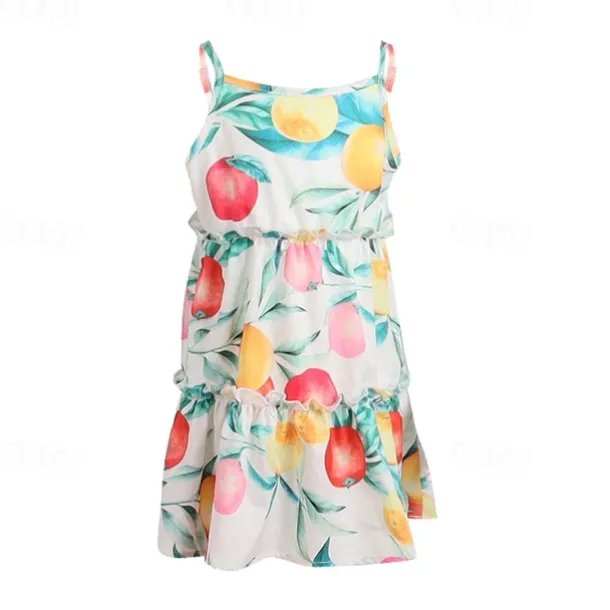 Mommy And Me Summer Dresses Cute Fruit Print Beach Dress Mom Mommy and Me Fashion Dress Family Matching Outfits