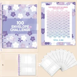 Money Saving Challenge Binder Kit With 100 Envelopes & Tracker Money Saving Challenge Book Budget Planner Book for Budgeting