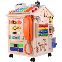 Montessori Busy BoardEarly Education Busy Board Montessori Focus Training Unlock Busy House Educational Toys Go to School Holiday Gifts for Kids