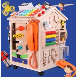 Montessori Busy BoardEarly Education Busy Board Montessori Focus Training Unlock Busy House Educational Toys Go to School Holiday Gifts for Kids