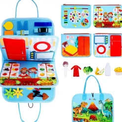 Montessori Toys Felt Busy Board Bag Early Education Puzzle Learning Board Montessori Training For Young ChildrenTeaching Aids
