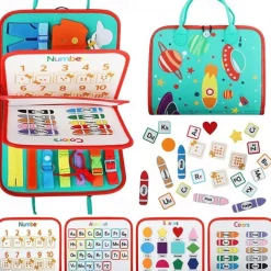 Montessori Toys Felt Busy Board Bag Early Education Puzzle Learning Board Montessori Training For Young ChildrenTeaching Aids