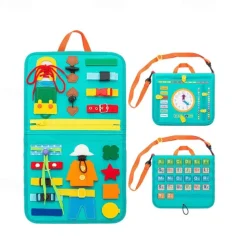 Montessori Toys Felt Busy Board Bag Early Education Puzzle Learning Board Montessori Training For Young ChildrenTeaching Aids