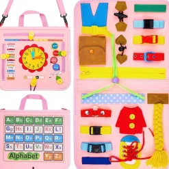 Montessori Toys Felt Busy Board Bag Early Education Puzzle Learning Board Montessori Training For Young ChildrenTeaching Aids