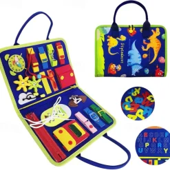Montessori Toys Felt Busy Board Bag Early Education Puzzle Learning Board Montessori Training For Young ChildrenTeaching Aids