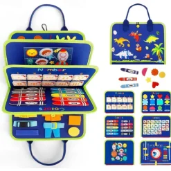 Montessori Toys Felt Busy Board Bag Early Education Puzzle Learning Board Montessori Training For Young ChildrenTeaching Aids