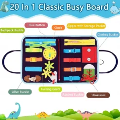 Montessori Toys Montessori Busy Board,Montessori Education Felt Busy Board Children's Educational Learning Board Multi-Page Folder
