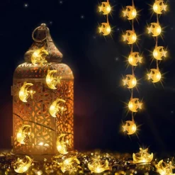 Moon Stars Fairy String Lights 3M 20LEDs 6M 40LEDs Ramadan String lights Battery Powered for Ramadan Christmas Wedding Party Home Patio Decoration