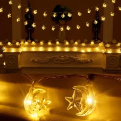 Moon Stars Fairy String Lights 3M 20LEDs 6M 40LEDs Ramadan String lights Battery Powered for Ramadan Christmas Wedding Party Home Patio Decoration