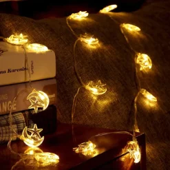 Moon Stars Fairy String Lights 3M 20LEDs 6M 40LEDs Ramadan String lights Battery Powered for Ramadan Christmas Wedding Party Home Patio Decoration