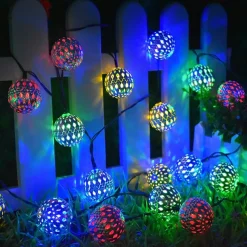 Moroccan Ball Outdoor Lights Solar String Lights 5/7/10M 20/30/50LEDs Globe Fairy Lights Lantern Multicolor Warm White White RGB for Outdoor Garden Yard Patio Christmas Tree Party