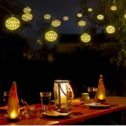 Moroccan Ball Outdoor Lights Solar String Lights 5/7/10M 20/30/50LEDs Globe Fairy Lights Lantern Multicolor Warm White White RGB for Outdoor Garden Yard Patio Christmas Tree Party