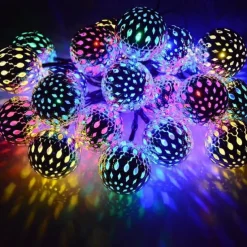 Moroccan Ball Outdoor Lights Solar String Lights 5/7/10M 20/30/50LEDs Globe Fairy Lights Lantern Multicolor Warm White White RGB for Outdoor Garden Yard Patio Christmas Tree Party