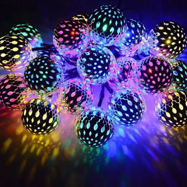 Moroccan Ball Outdoor Lights Solar String Lights 5/7/10M 20/30/50LEDs Globe Fairy Lights Lantern Multicolor Warm White White RGB for Outdoor Garden Yard Patio Christmas Tree Party