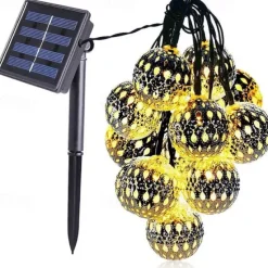 Moroccan Ball Outdoor Lights Solar String Lights 5/7/10M 20/30/50LEDs Globe Fairy Lights Lantern Multicolor Warm White White RGB for Outdoor Garden Yard Patio Christmas Tree Party