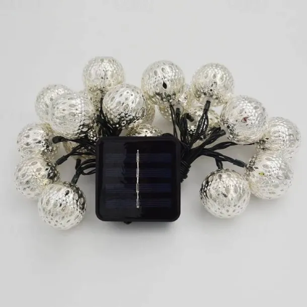 Moroccan Ball Outdoor Lights Solar String Lights 5/7/10M 20/30/50LEDs Globe Fairy Lights Lantern Multicolor Warm White White RGB for Outdoor Garden Yard Patio Christmas Tree Party