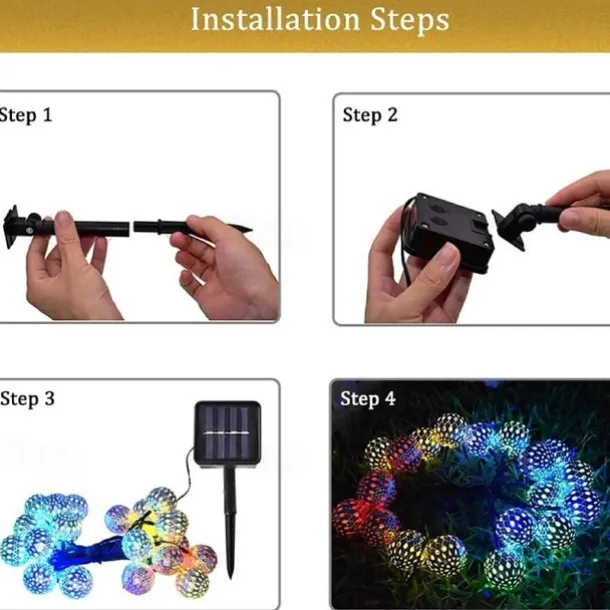 Moroccan Ball Outdoor Lights Solar String Lights 5/7/10M 20/30/50LEDs Globe Fairy Lights Lantern Multicolor Warm White White RGB for Outdoor Garden Yard Patio Christmas Tree Party