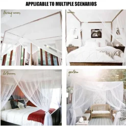 Mosquito Net Bed Canopy, 4 Corner Post Canopy Bed Curtains with 4 Hanging Hooks, 30ft Tether and 4 Tassel Hanging Pendants for Full/Queen/King Size