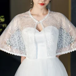 Mother's Wraps Elegant Sun Protection Short Sleeve Lace Wedding Wraps With Lace For Wedding Summer