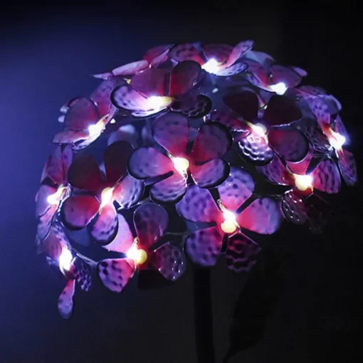 Motion Sensor Outdoor Lights LED Solar Light Artificial Hydrangea Simulation Flower Outdoor Waterproof Garden Lawn Stakes Lamps