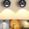 Motion Sensor Wall Light Picture Light Battery Powered/USB Rechargeable LED Wall Lamp Stepless Dimming 360 Degree Rotating Wireless Wall Lights Bedroom Living Room Gallery Decoration 1/2pcs