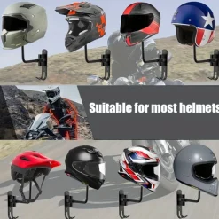 Motorcycle Helmet Wall Rack - 180° Rotating Metal Helmet Holder, Bike Helmet Display Stand, Mountable Hanger