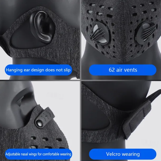 Motorcycle Mask Riding Dust Mask Breathable Replaceable Filter Filter Mask Hanging Ears Mask