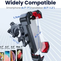 Motorcycle Phone Mount – Auto Lock Adjustable Bike Phone Holder for 4.7