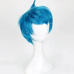 Movie Inside Out Joy Wig Short Blue Heat Resistant Hair Cosplay Costume Wigs Halloween Wigs