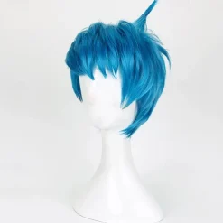 Movie Inside Out Joy Wig Short Blue Heat Resistant Hair Cosplay Costume Wigs Halloween Wigs