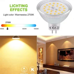 Mr16 LED Bulb 4W 3000K Warm White/6000K White 12V Low Voltage for Track Lights Fiber Optics Desk Lamps Spotlights with Glass Cover 1/10 Pcs