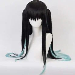 Muichiro Tokito Wig Demon Slayer Kimetsu no Yaiba Muichiro Tokito Cosplay Wig with Clip Ponytail Wig Cap Cosplay Party Wigs Halloween Wigs