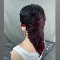 Mullet Wig Pixie Cut Wigs Human Hair for Women Shaggy Layered 70s 80s 90s Mullet Wigs With Bangs For Black Women Natural Black Wolfcut Straight Brazilian Human Hair Wigs