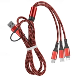 Multi Charging Cable 3.9ft USB A to Type C / Micro / IP 3 A Fast Charging Nylon Braided Durable 3 in 1 For Macbook iPad Samsung Phone Accessory