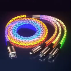 Multi Charging Cable 66W 3.9ft USB A to USB C USB C to USB C 2.1 A Charging Cable Fast Charging High Data Transfer Nylon Braided 3 in 1 Soft Touch For iPad Samsung Xiaomi Phone Accessory