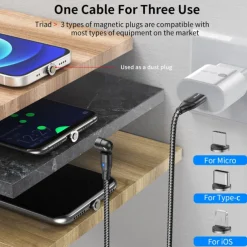 Multi Charging Cable 60W 3.3ft 6.6ft USB C to Lightning / micro / USB C 3 A Fast Charging Nylon Braided Durable Magnetic For Samsung Xiaomi Huawei Phone Accessory